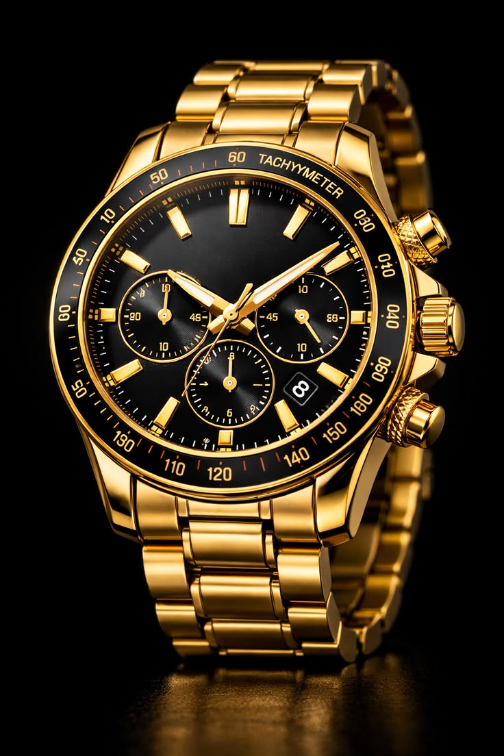 Luxury Golden Wrist Watch for Men _ Premium Style Close-Up